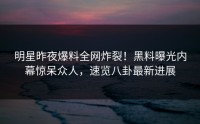 明星昨夜爆料全网炸裂！黑料曝光内幕惊呆众人，速览八卦最新进展
