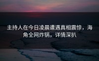 主持人在今日凌晨遭遇真相震惊，海角全网炸锅，详情深扒