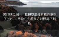 黑料吃瓜网——我把吃瓜爆料教你识别了9次——结论：先看多方对照再下判断