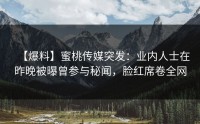 【爆料】蜜桃传媒突发：业内人士在昨晚被曝曾参与秘闻，脸红席卷全网