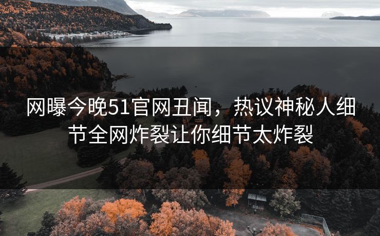 网曝今晚51官网丑闻，热议神秘人细节全网炸裂让你细节太炸裂