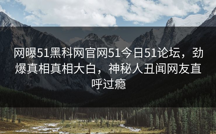 网曝51黑科网官网51今日51论坛，劲爆真相真相大白，神秘人丑闻网友直呼过瘾
