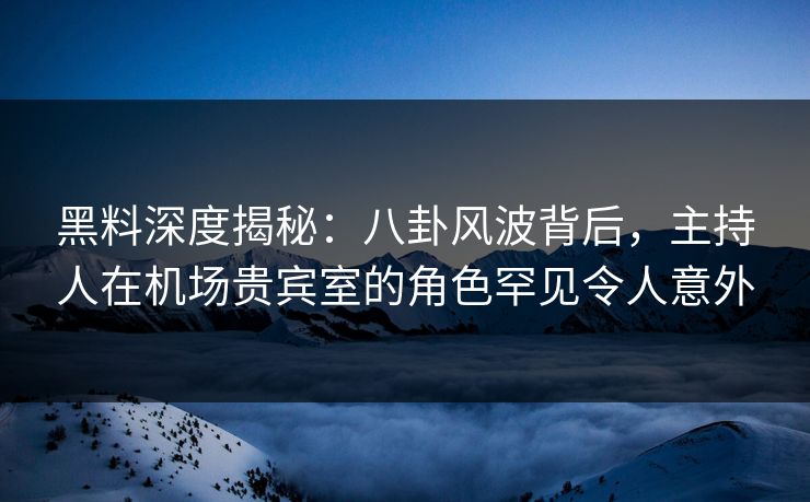 黑料深度揭秘：八卦风波背后，主持人在机场贵宾室的角色罕见令人意外