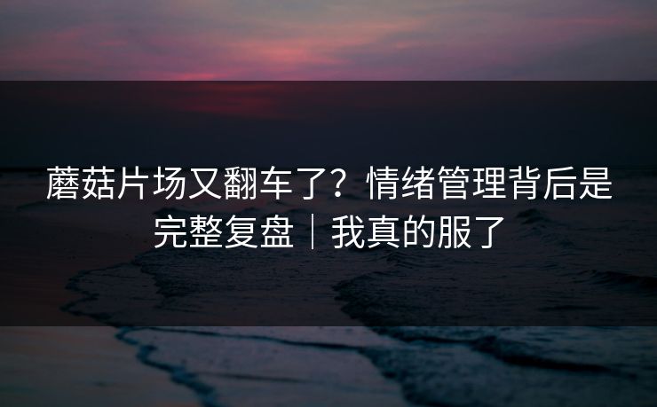 蘑菇片场又翻车了？情绪管理背后是完整复盘｜我真的服了